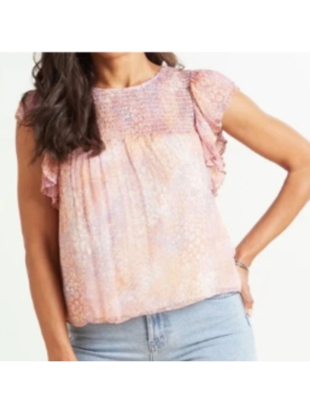 BB Dakota Dreams Are Made Of Tie Dye Short Sleeve Ruffle Top